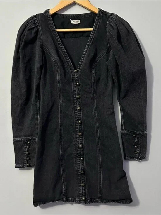 Pilcro Black V-Neck Button-Front Mini Dress Size XS - Picture 3 of 12